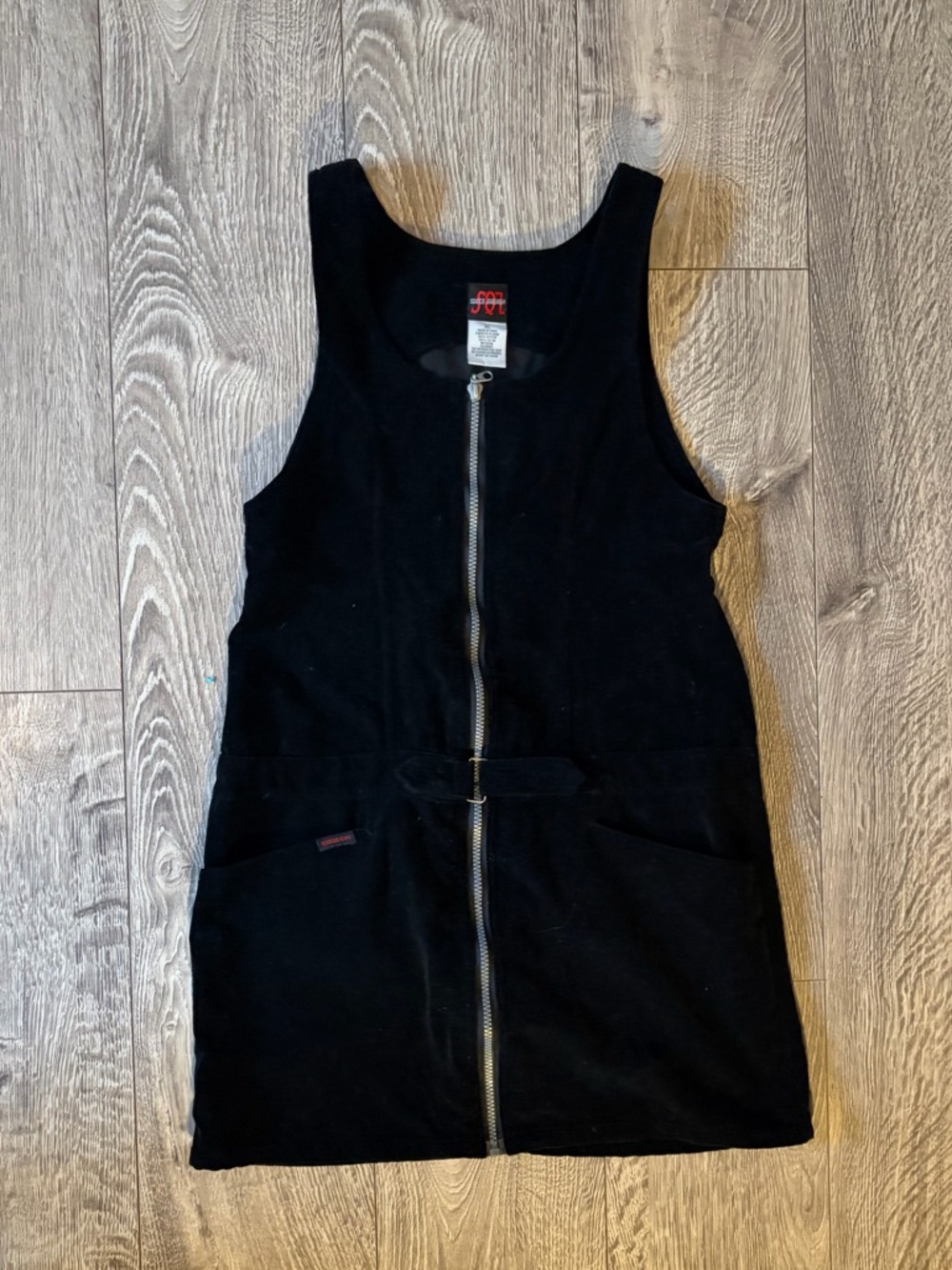 Squeeze Jeanswear Black Zip-Front Pinafore Dress